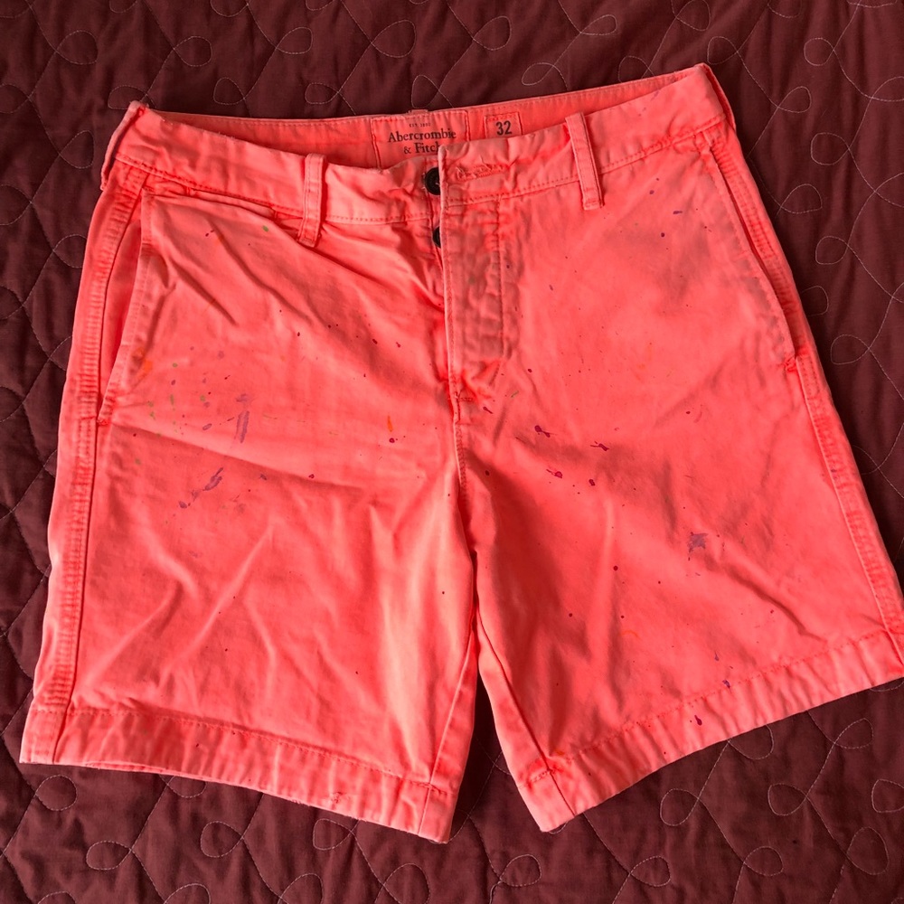Abercrombie & Fitch Orange Shorts -Paint Splatter